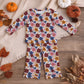 NEW RTS NO MOQ milk silk GLP3690 Baby Girls Colorful Flowers Top Pants Fall Scallop Clothes Sets