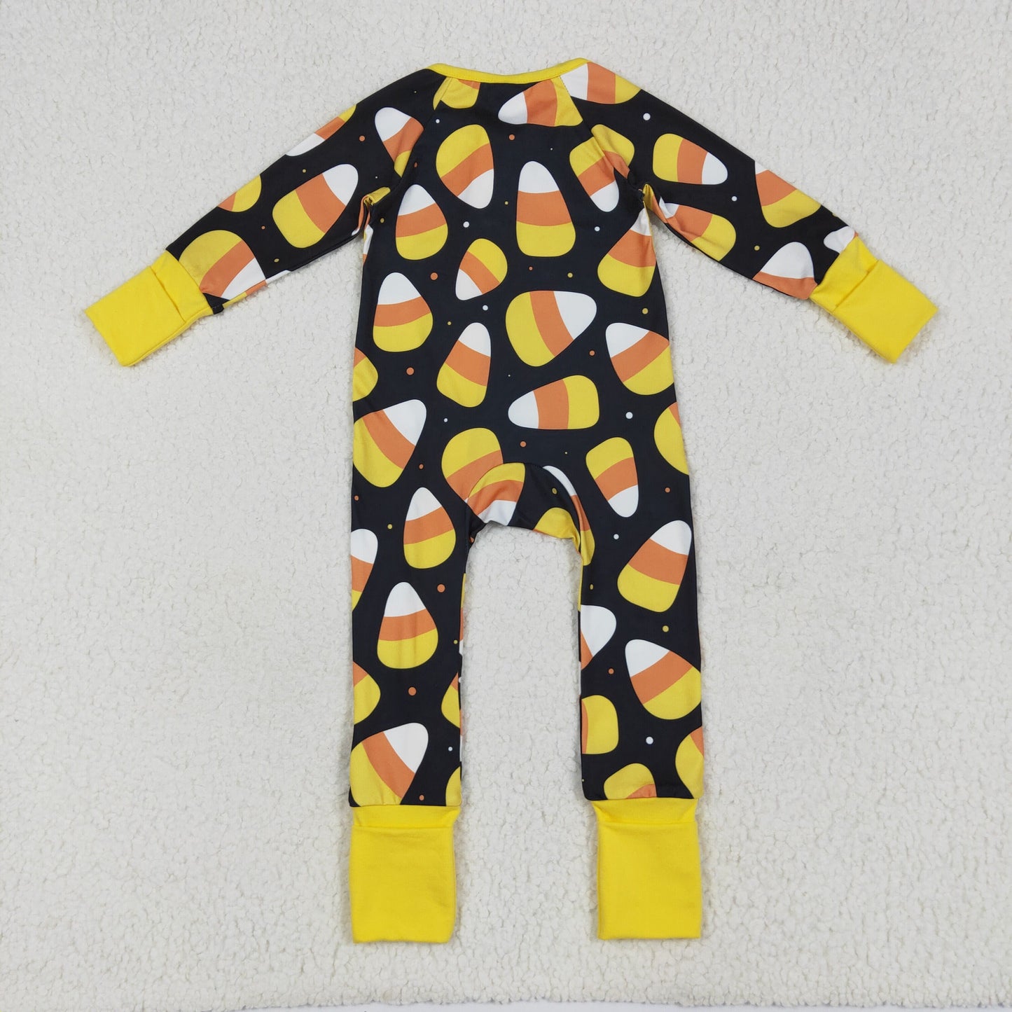 6.11 LR2198 Halloween Candy Black Zipper Long Sleeve Bodysuit
