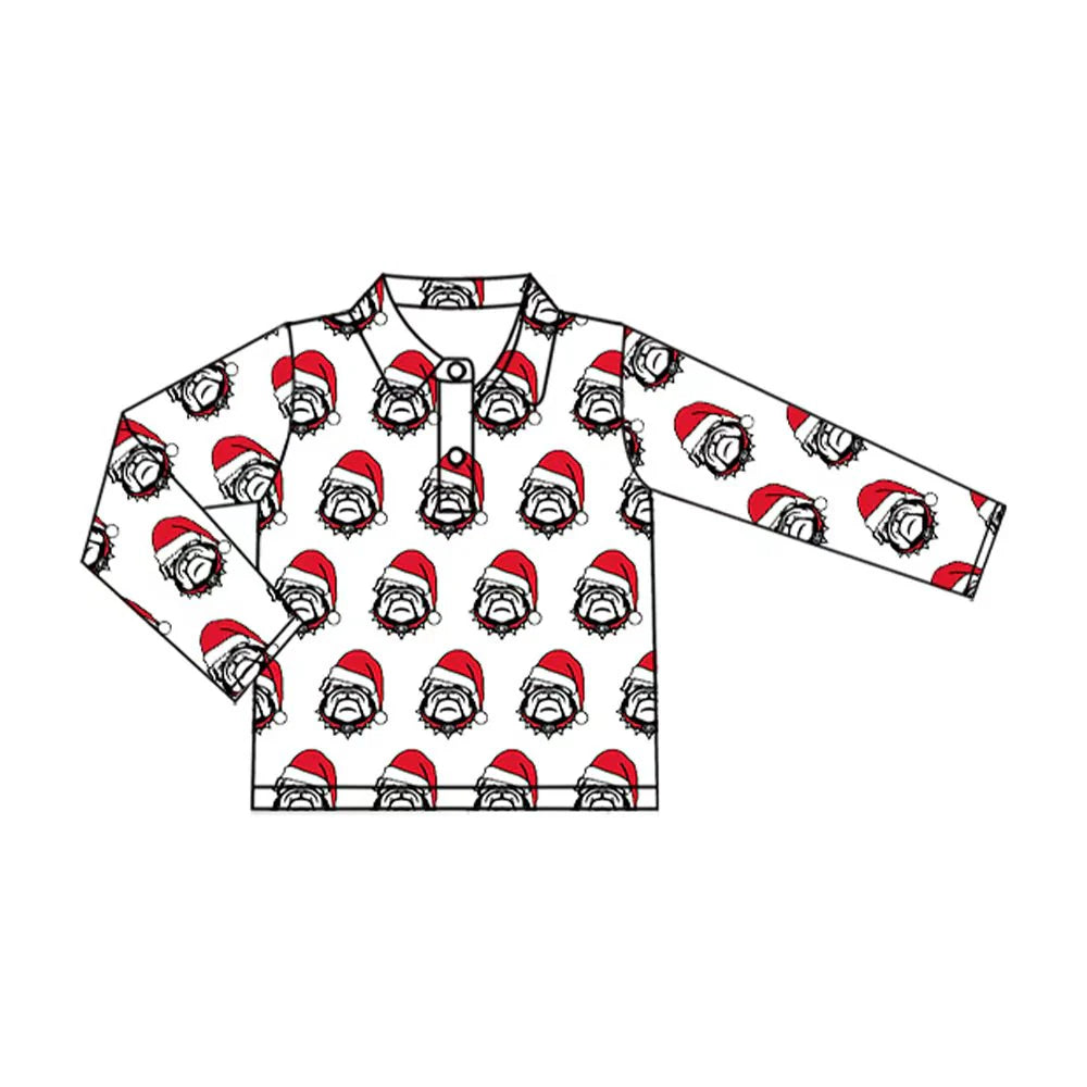8.13Baby Kids Bulldogs Team Christmas Buttons Pullovers Tops