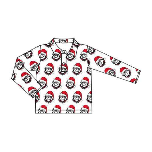 8.13Baby Kids Bulldogs Team Christmas Buttons Pullovers Tops