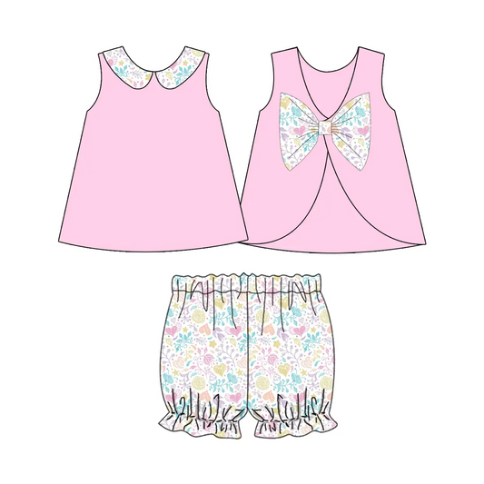 6.10 Pink leopard print bow summer toddler clothes