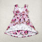 4.28  GSD2461 Mickey and Minnie flower pink and white plaid yoga sleeveless dress