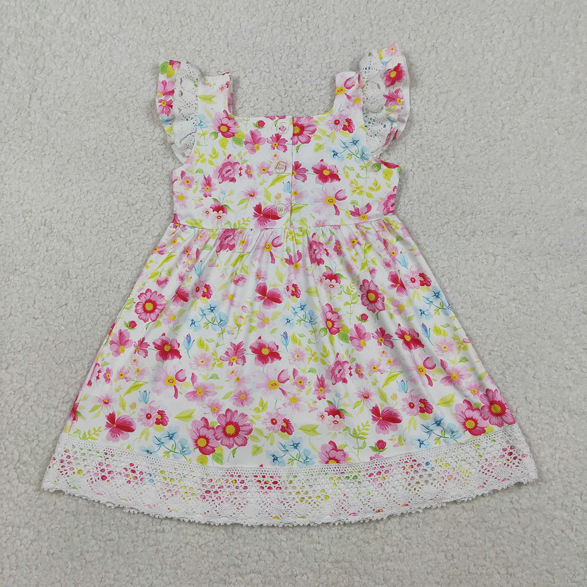 3.31 GSD3313 Smocked Floral Cross Baby Girls Easter Lace Ruffle Knee Length Dresses