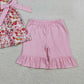 3.28 GSSO3104 Sleeveless strawberry bow tunic ruffle shorts girls outfits