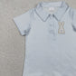 3.30 BT1708 Embroidery Rabbit Baby Boys Light Blue Stripe Easter Button Polo Shirts Top