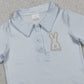 3.30 BT1708 Embroidery Rabbit Baby Boys Light Blue Stripe Easter Button Polo Shirts Top