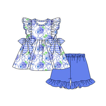 5.7 Blue Hydrangea Short Sleeve Suit