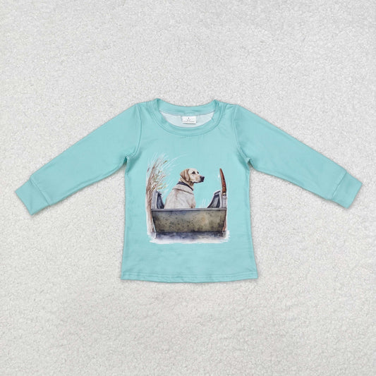 BT0896 Puppy Shotgun Teal Long Sleeve Top