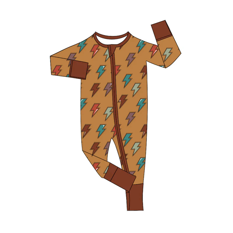 8.6Preorder(moq 5)Baby Infant Boys Long Sleeves Colorful Lights Plaid Zipper Rompers