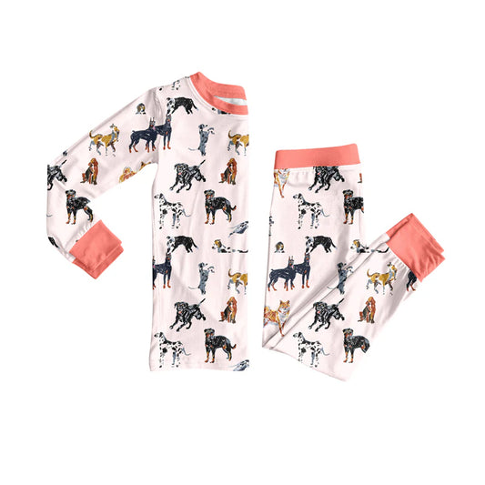 8.4Preorder (moq 5)Baby Girls Long Sleeves Dogs Plaid Top Pant Pajamas Set