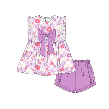 5.7 Purple Floral Short Sleeve Suit