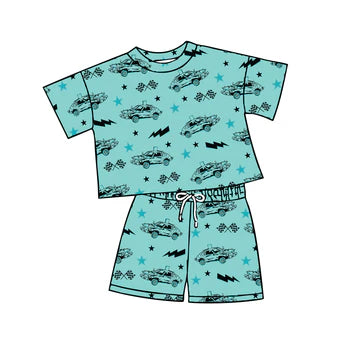 5.8 Cartoon Car Blue Green Boy Set