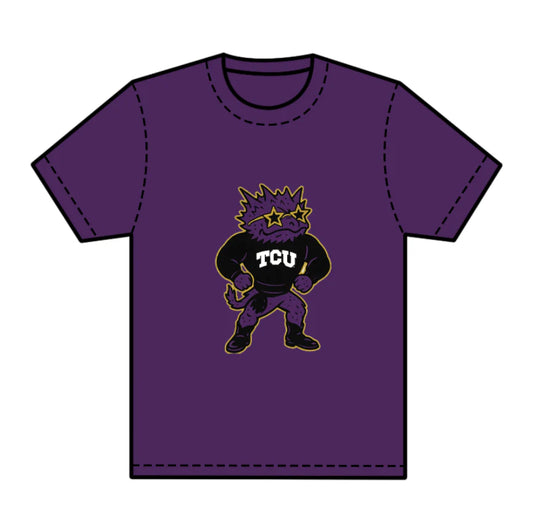 8.1preorder(moq 5) Baby Boys Purple Short Sleeves Wolf TCU Team Tee Shirts Tops