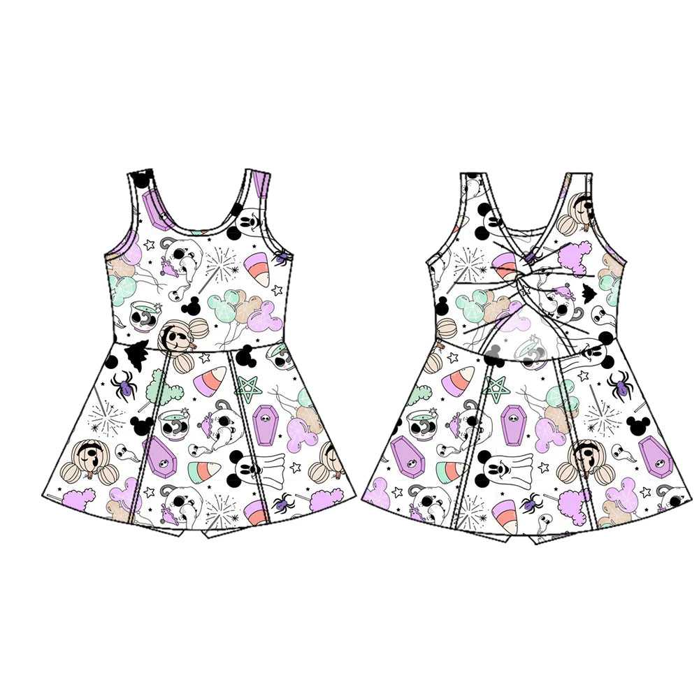 7.22Preorder (moq 5)Baby Girls Sleeveless Mouse Balloons Candy Shorts Knee Length Dresses