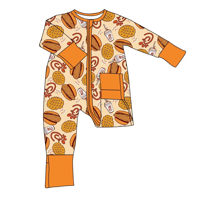6.20 Biscuit Orange Zipper Long Sleeve Toddler Clothes
