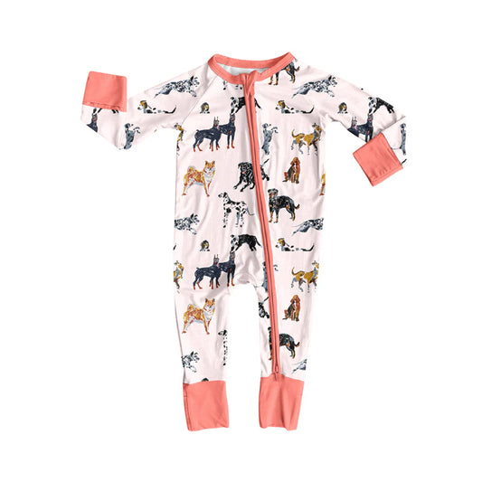 8.4Preorder(moq 5)Baby Infant Girls Colorful Dogs Plaid Zipper Rompers