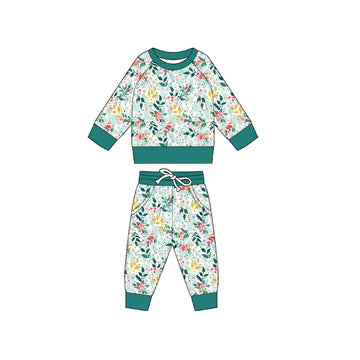 5.24 Green flower long-sleeved suit
