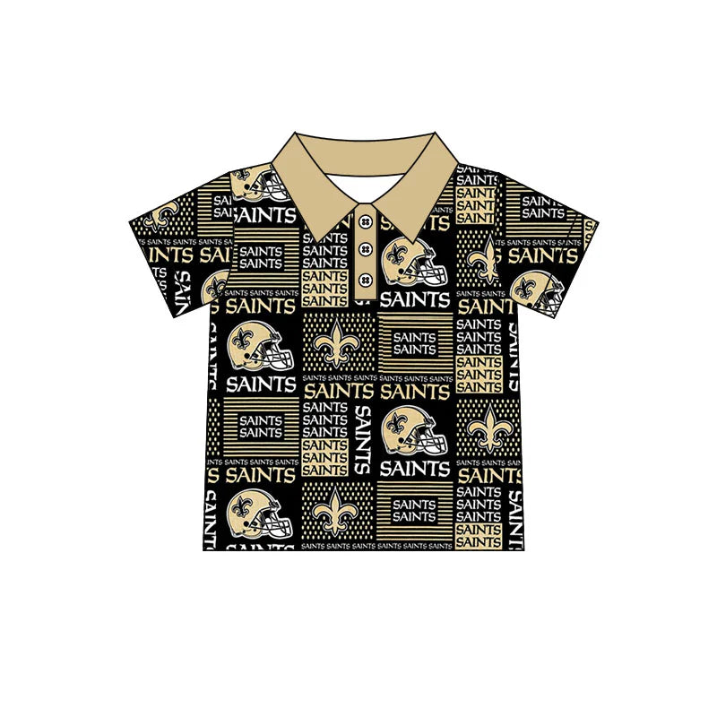 7.30Preorder(moq 5)Baby Boys Saints Team Short Sleeve Tee Pullovers Polo Shirts Tops