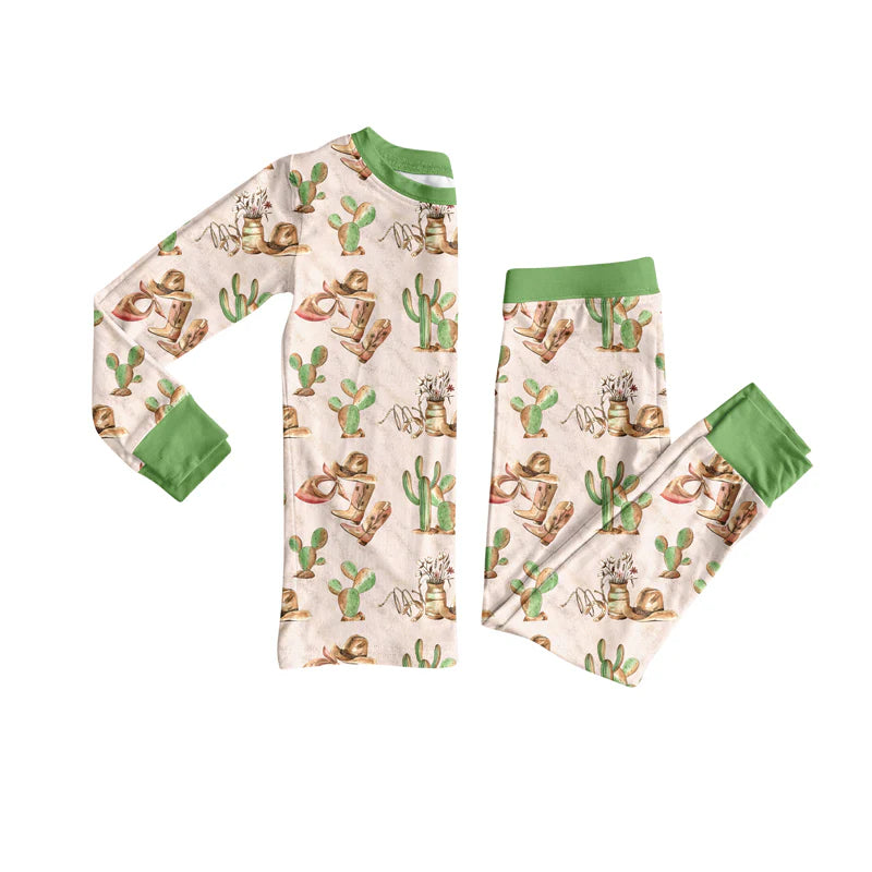 8.12Preorder(moq 5) Baby Boys Western Boots Cactus Cowboys Top Pants Lounge Wear Pajamas Sets