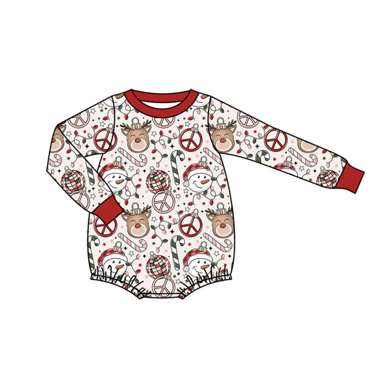 7.19Preorder(moq 5)Baby Kids Long Sleeves Santa Candy Cane Plaid Rompers