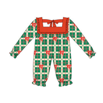 5.23 Plaid Bowknot Long Sleeve Toddler Clothes