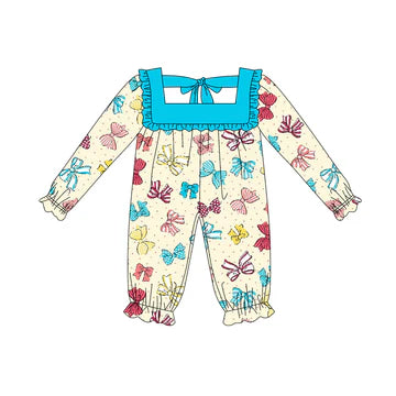 5.23 Blue bow long-sleeved toddler clothes