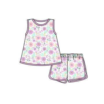 5.6 Purple Flower Sleeveless Girls Suit