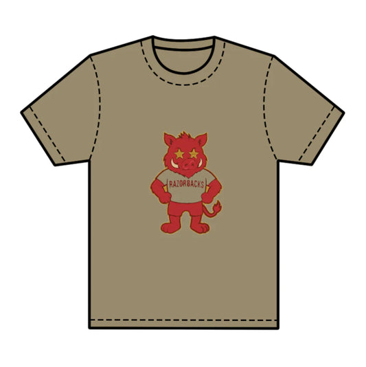 8.1preorder(moq 5) Baby Boys Khaki Short Sleeves Razorbacks Team Tee Shirts Tops