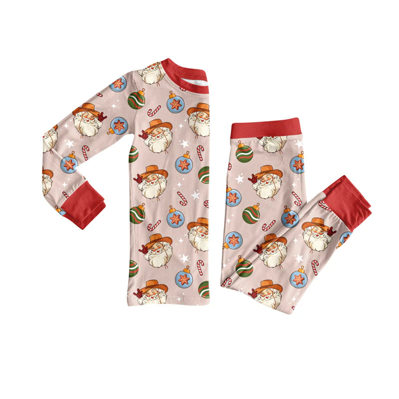 8.12Preorder(moq 5) Baby Boys Western Santa Disco Cowboys Top Pants Lounge Wear Pajamas Sets