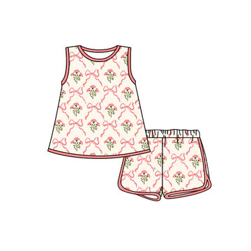 5.6 Pink Bow Flower Girls Suit