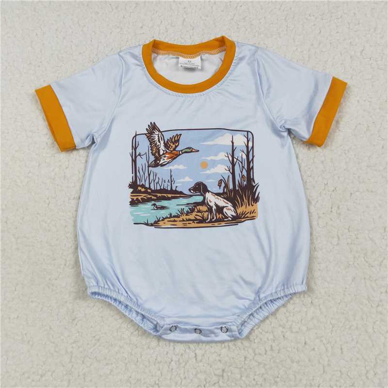 6.25SR3093 Duck puppy orange blue short-sleeved jumpsuit