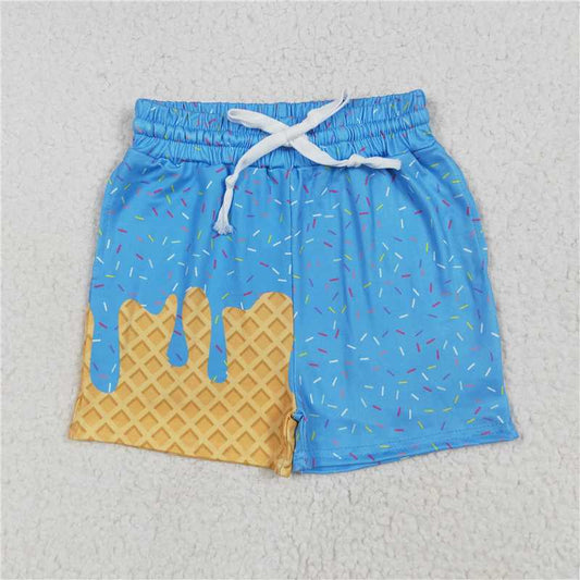 7.9 SS0619 Waffle Ice Cream Blue Pocket Shorts