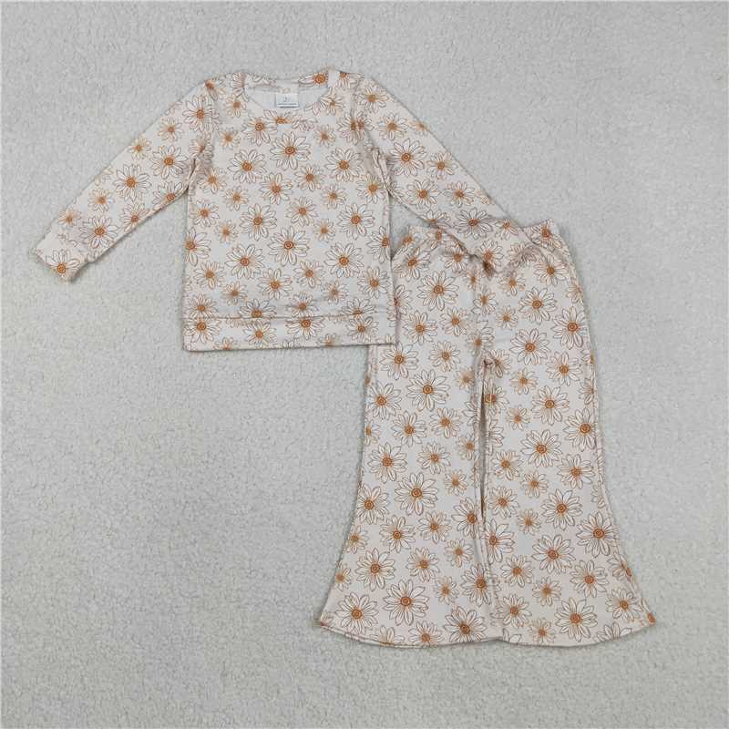 X12.3 GLP2877 Daisy Pattern Light Khaki Long-Sleeve and Pants Suit