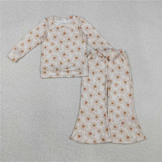 X12.3 GLP2877 Daisy Pattern Light Khaki Long-Sleeve and Pants Suit