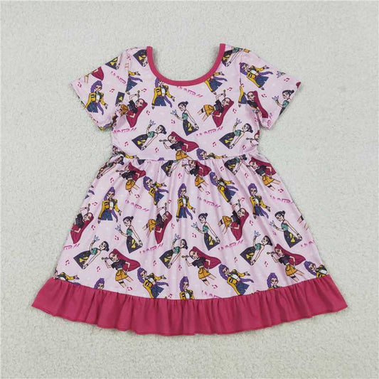 X12.23  GSD2917 Kpop Rose Red Lace Short-Sleeve Dress