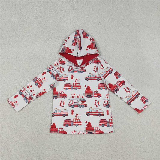 x12.13 BT1512 Valentine's Day Heart-Shaped Ambulance White Hooded Long-Sleeved Shirt