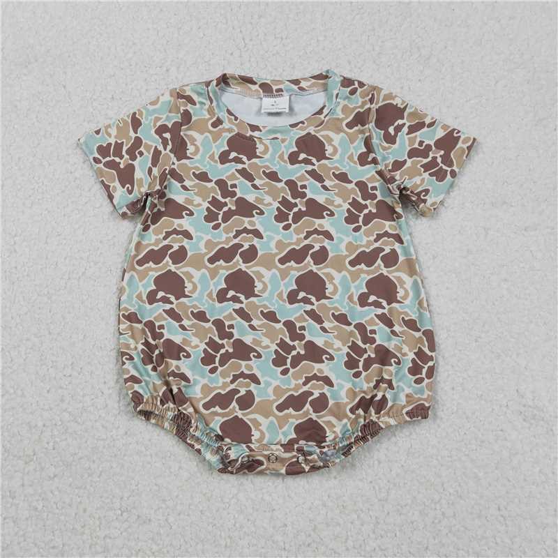 x12.10  SR3449 Blue-green-brown camouflage short-sleeved jumpsuit