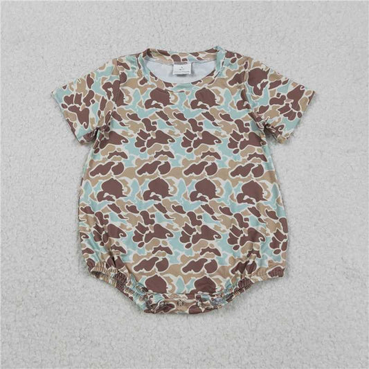 x12.10  SR3449 Blue-green-brown camouflage short-sleeved jumpsuit