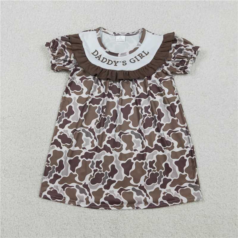 GSD3526 Embroidered Daddy's Girl Camouflage Short-Sleeve Dress