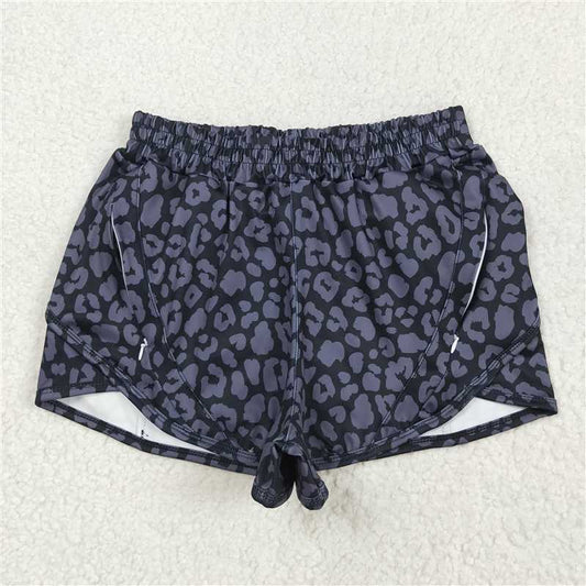 5.30  SS0471 Adult female gray and black leopard print yoga shorts