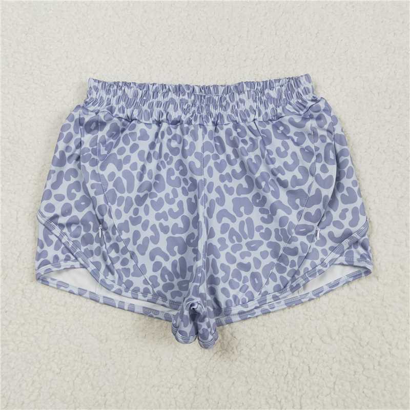 5.30  SS0468 Adult female grey leopard print yoga shorts