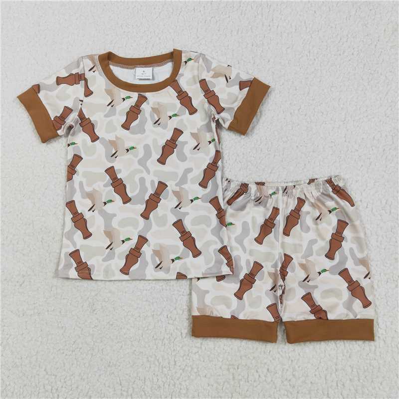 5.19  BSSO1324 Duck bottle camouflage brown short-sleeved shorts pajama set