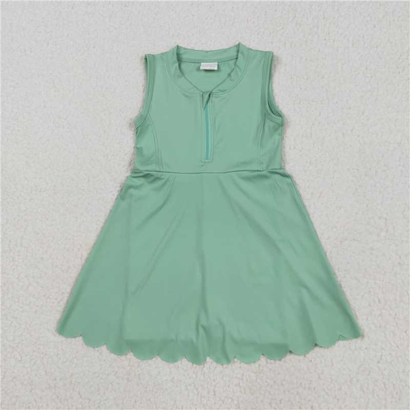 5.19 GSD2089 Solid turquoise zippered yoga sleeveless dress