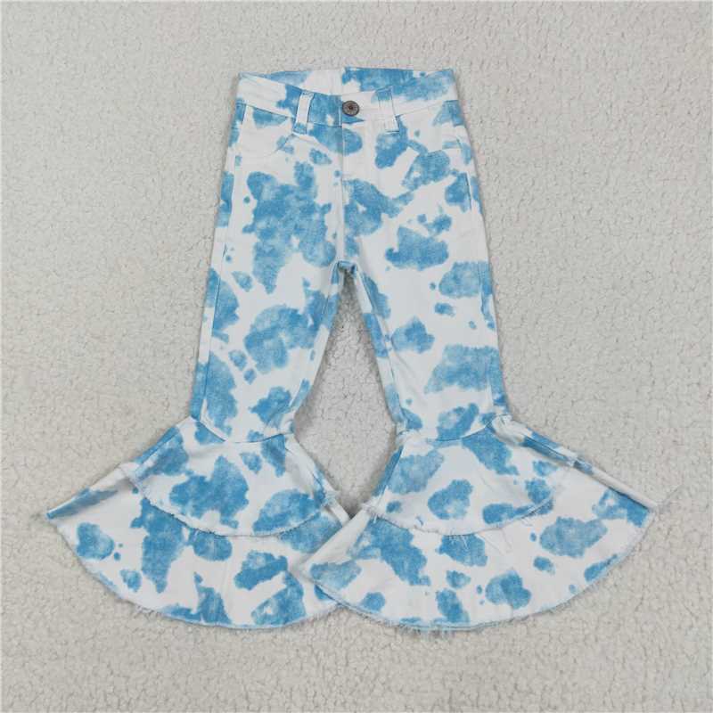 6.23 P0762 Light blue ink-print denim trousers