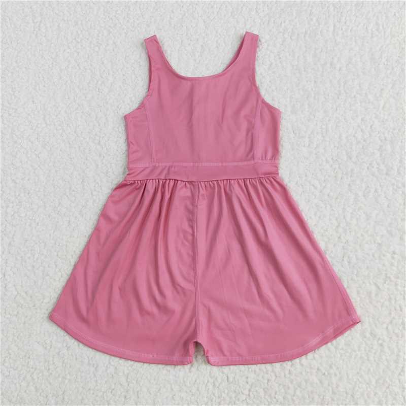 5.19  SR3024 Solid dark pink sleeveless yoga bodysuit