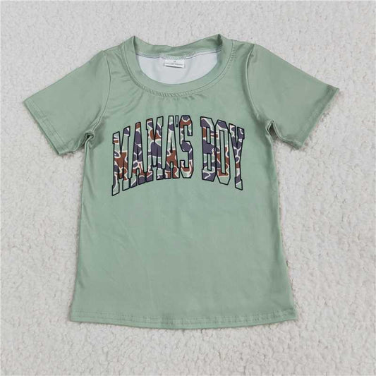 5.30 BT1184 mama's boy green short-sleeved shirt with lettering