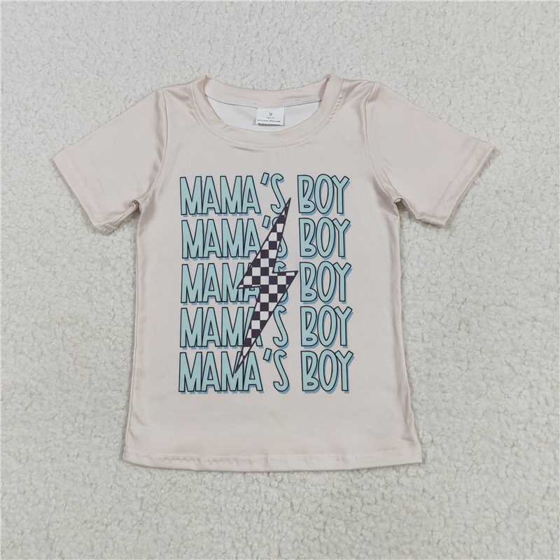 6.3  BT1229 mama's boy black and white checkered lightning beige short-sleeved top