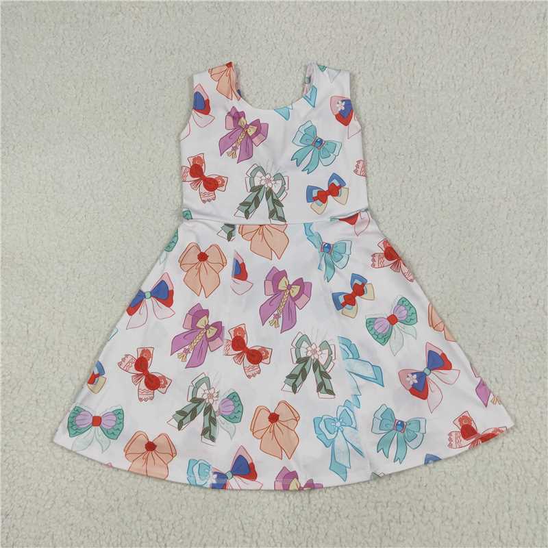 6.12 GSD2049 Beige sleeveless yoga dress with cartoon character bow pattern
