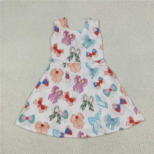 6.12 GSD2049 Beige sleeveless yoga dress with cartoon character bow pattern