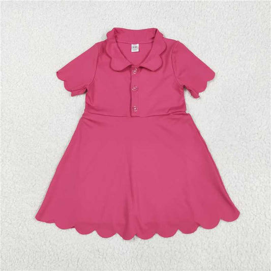 6.3 GSD2474 Pure rose red button short-sleeved yoga dress